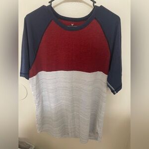 Men's Red and Gray Raglan Shirt
